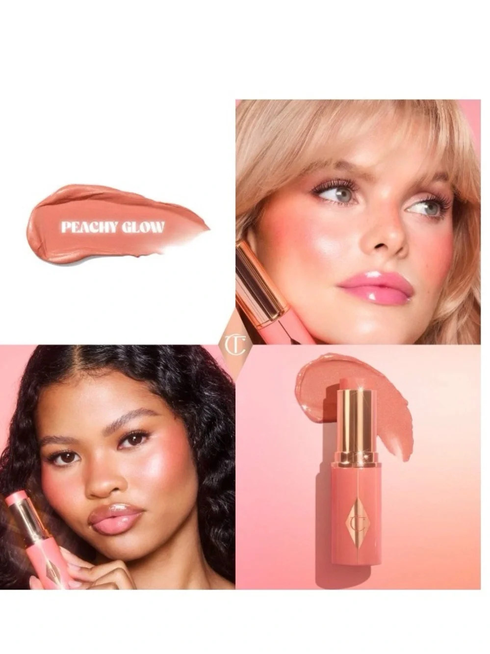 CHARLOTTE TILBURY 🍑 Unreal Lip + Cheek Glow Blush Stick - Peachy Glow